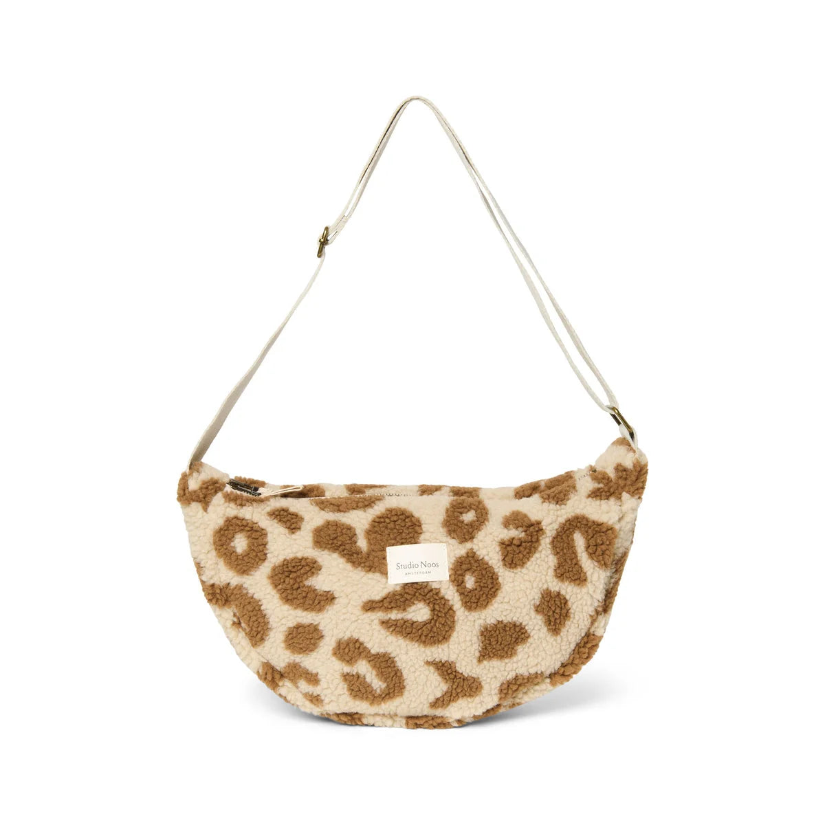 Leopardenmuster Sherpa Schultertasche für den Teddy Adult Fanny Pack in Ecru