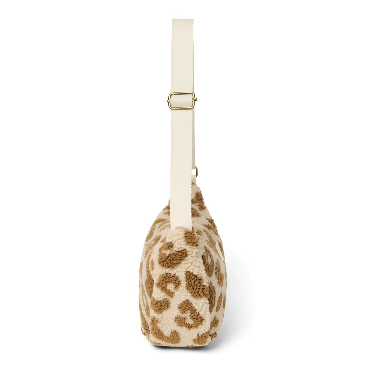 Leopard-print Sherpa Schultertasche Teddy Erwachsene Gürteltasche in Ecru Leo