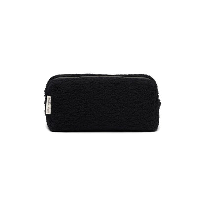 Schwarze, strukturierte Kosmetiktasche mit Reißverschluss im Teddy Chunky Necessaire