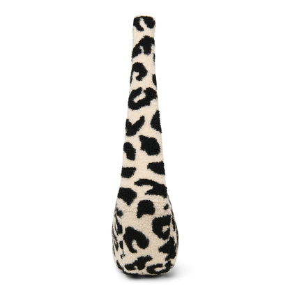 Teddy Mini Cross Body Bag: Creme-farbener Fake-Fell mit Leopardmuster