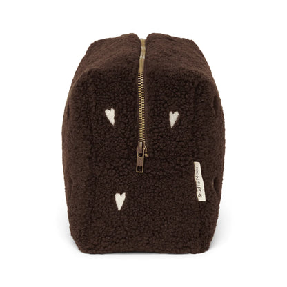 Geöffnete Teddy Kosmetiktasche in Chocolate Hearts