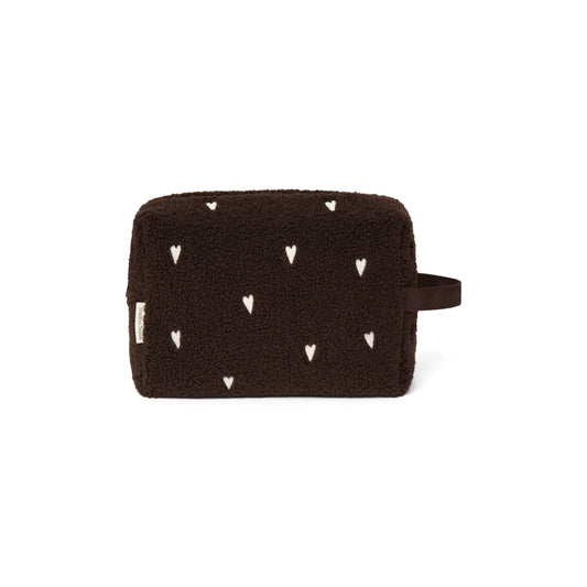 Studio Noos Teddy Kosmetiktasche in Chocolate Hearts mit Herzmuster