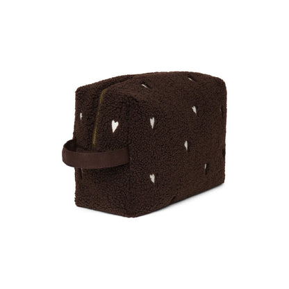 Teddy Kosmetiktasche Chocolate Hearts mit Aussenfach und Reissverschluss