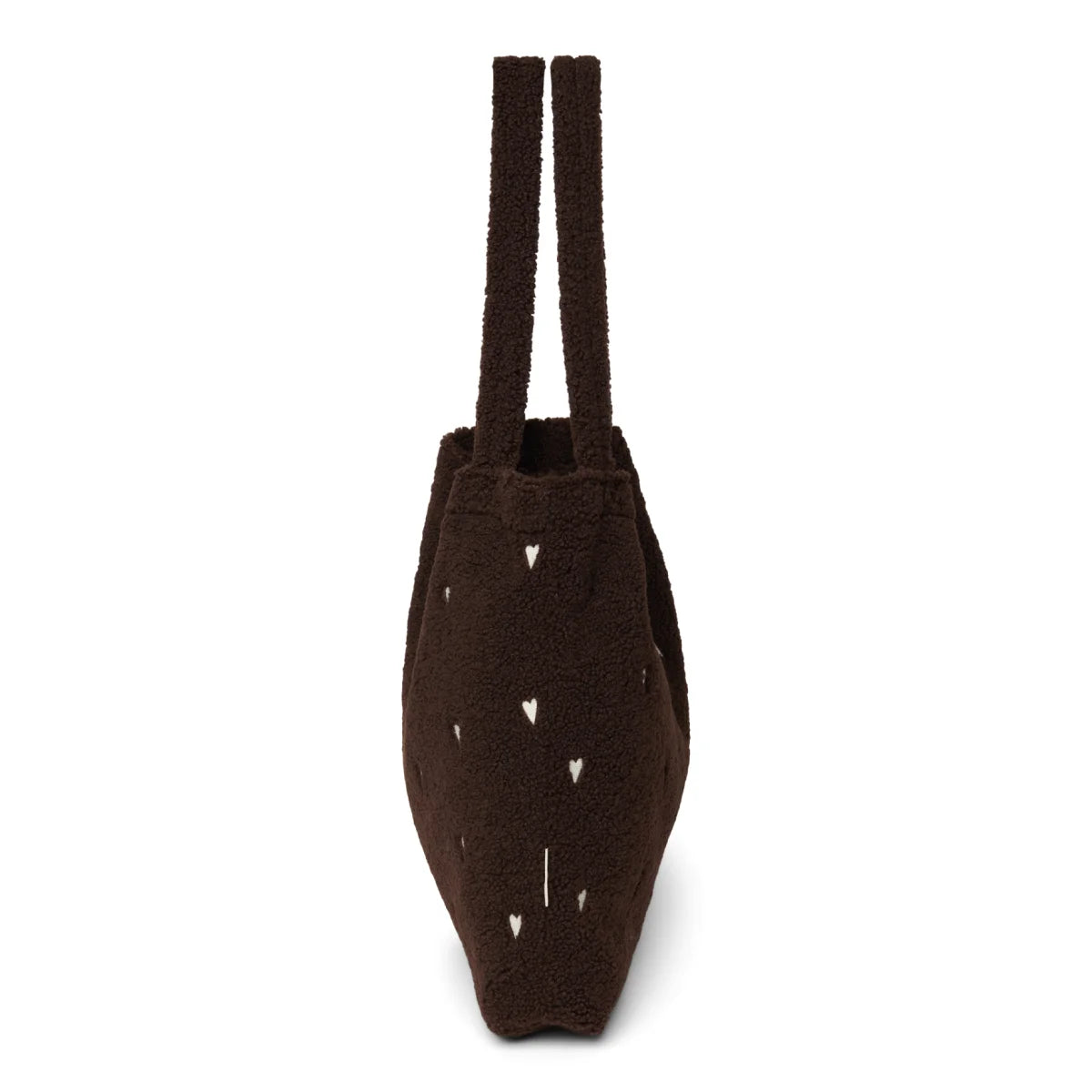 Offenes Hauptfach der Teddy Mom Bag in Chocolate Hearts
