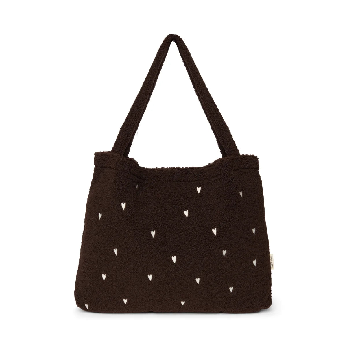 Studio Noos Teddy Mom Bag in Chocolate Hearts mit Herzmuster