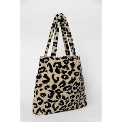 Leopardenmuster-Tasche mit plüschiger Textur von Teddy Mom Bag, Holy Cow