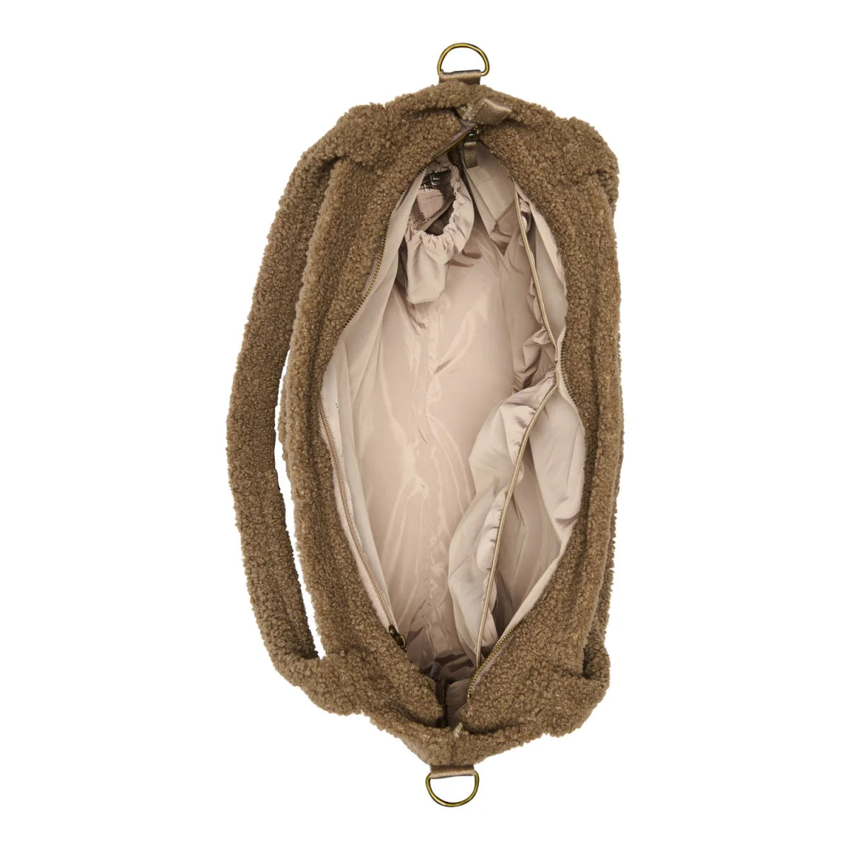 Offene braune Kunstfaser-Tasche Teddy Mom Wickeltasche mit Herzdesign