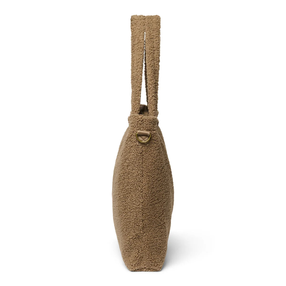 Beige Teddy Fleece Handbag with Loop Handle for Teddy Mom Diaper Bag Brown