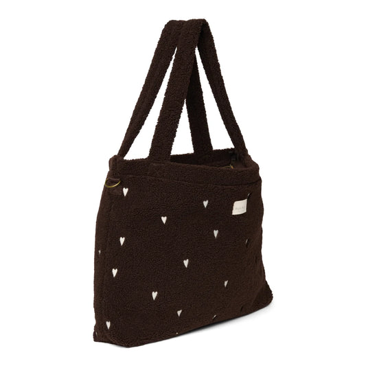 Teddy Wickeltasche Chocolate Hearts mit Reissverschluss und D-Ringen