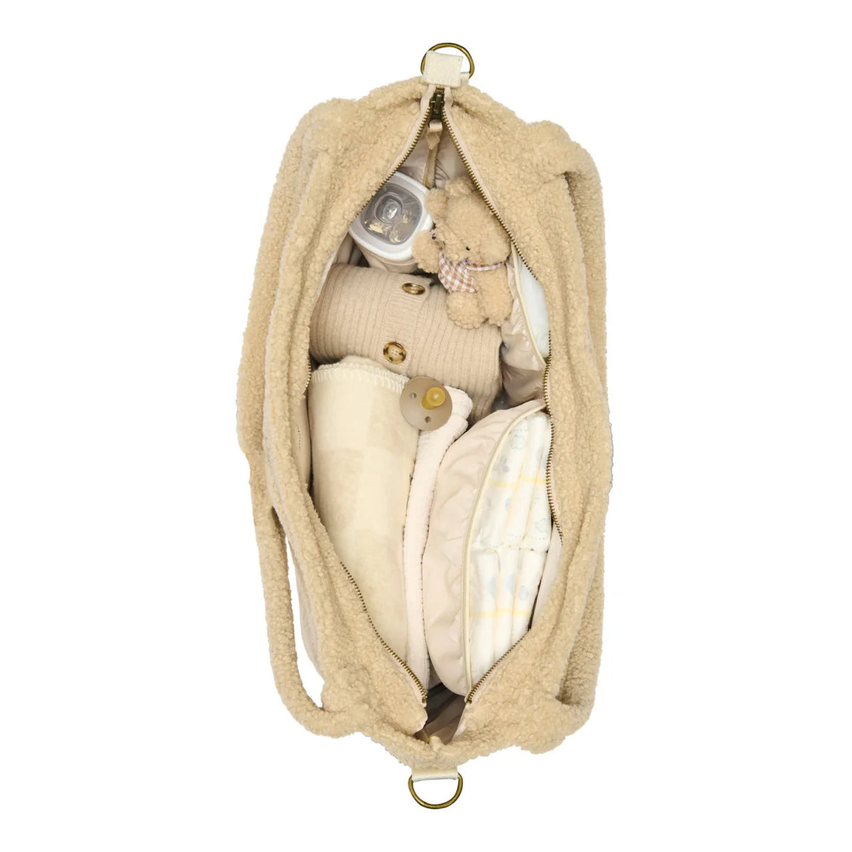 Beige Teddy Bear Windel-Tasche im Design Ecru Hearts für stilvolle Mütter
