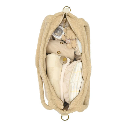 Beige Teddy Bear Windel-Tasche im Design Ecru Hearts für stilvolle Mütter
