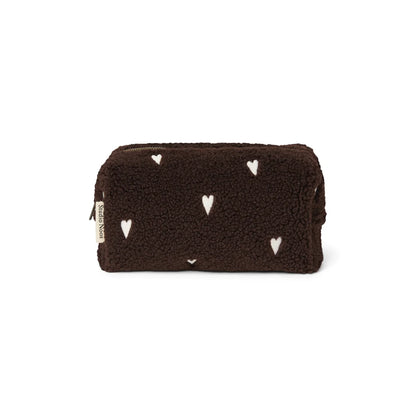 Studio Noos Teddy Necessaire in Chocolate Hearts mit Herzmuster
