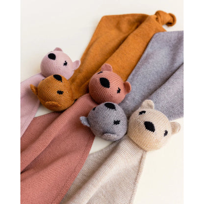 Stricktierkopf-Babydecken Teddy Tokki in Rostfarbe für kuschelige Wärme