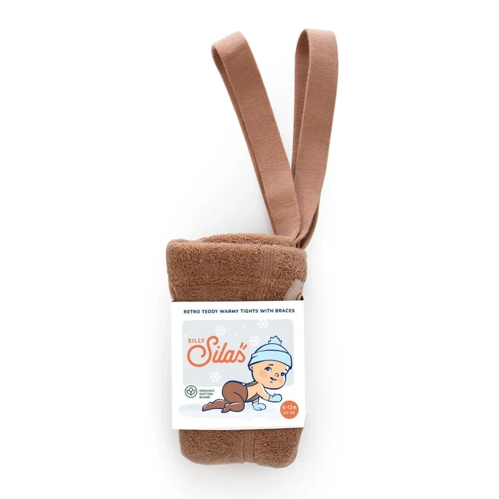 Silly Silas Teddy Warmy Strumpfhose mit Träger Footed in Light Brown