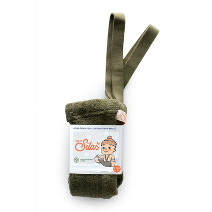 Olivegrüne Strumpfhosen für Kinder mit Cartoon-Label von Teddy Warmy