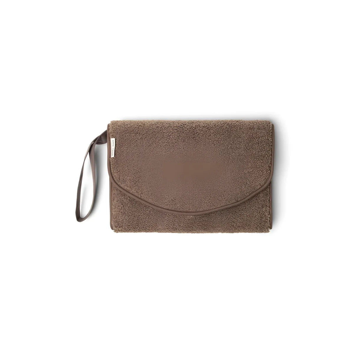 Braune Wildleder-Clutch mit Handgelenkriemen von Teddy Wickelunterlage