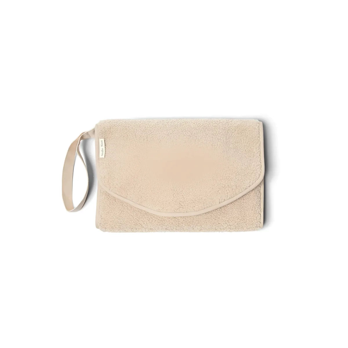 Beige Clutch Bag mit Handgelenkriemen aus der Kollektion Teddy Wickelunterlage Ecru