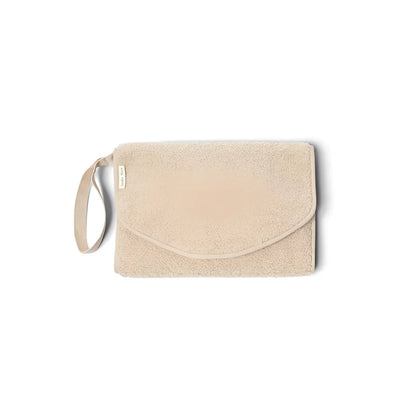 Beige Clutch Bag mit Handgelenkriemen aus der Kollektion Teddy Wickelunterlage Ecru