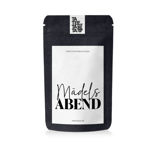 Schwarzer wiederverschließbarer Beutel mit Mädelsabend Kräutertee von Tateeta, 35g