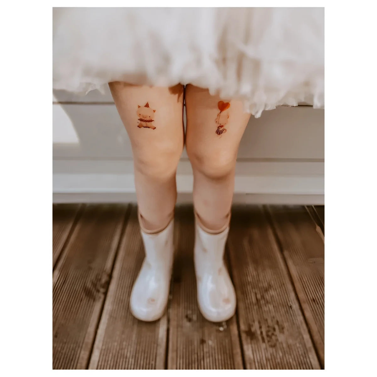 Weiße Gummiregenstiefel mit Fuchs-Design für Kinder