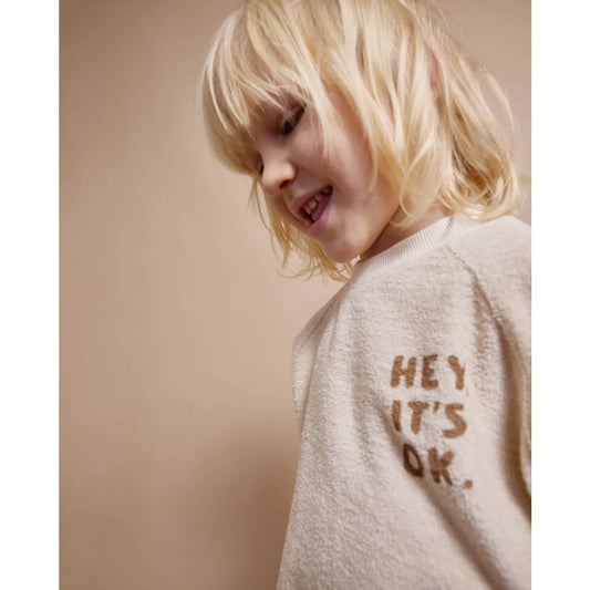 Texturierter Kinder-Sweatshirt in Ivory für bequemen Alltagskomfort