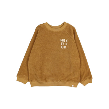 Brauner langärmliger Terry Sweatshirt für Damen, bequem und stylisch