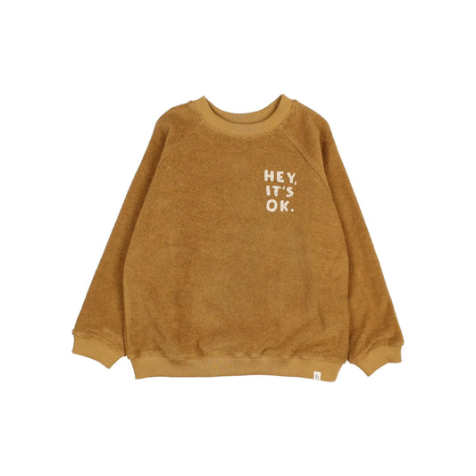 Brauner langärmliger Terry Sweatshirt für Damen, bequem und stylisch