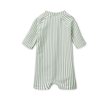 Thor Seersucker Baby Bade-Einteiler Peppermint Sandy mint-grün weiß gestreift