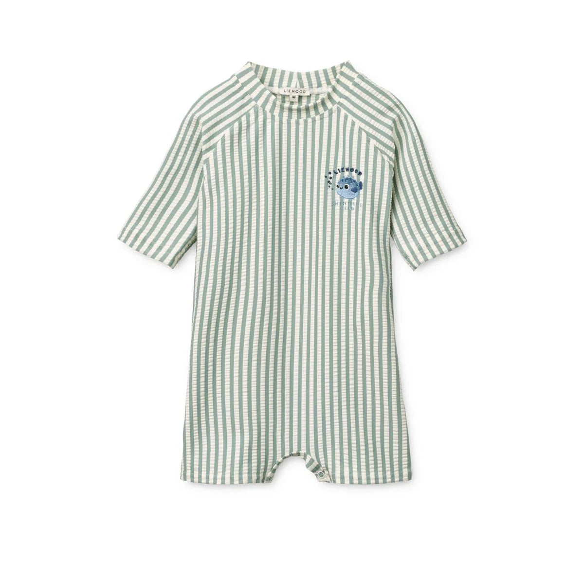 Thor Seersucker Baby Bade-Einteiler Peppermint Sandy grün-weiss gestreift