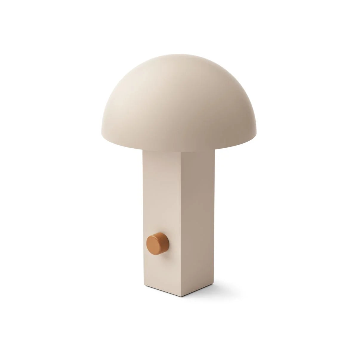 Beige Pilzförmige tragbare Lampe Hyppolite Sandy mit Holzknopf