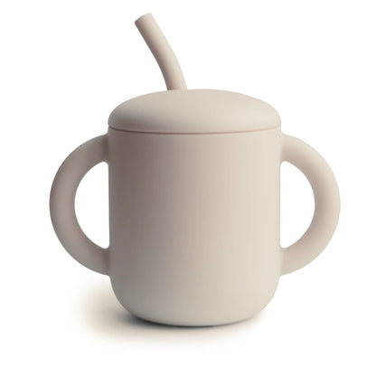 Beige Silikonschnabelbecher mit Stroh für Kinder im Produkt Training Cup Str