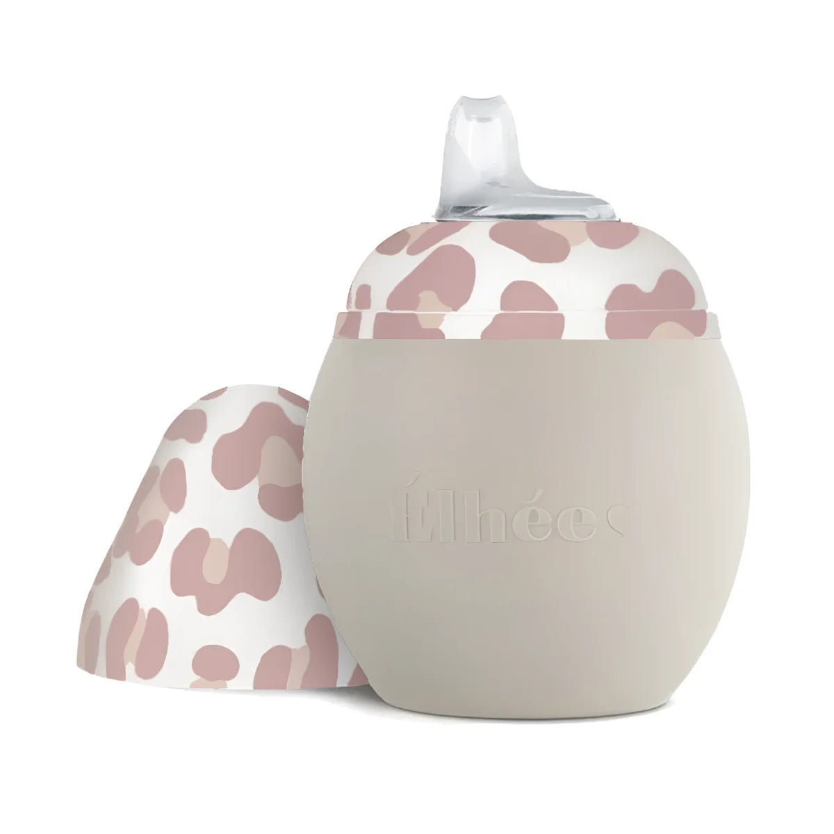 Trinklernflasche Coconut Graouu Pink 240 ml, beige mit Leopardenmuster-Deckel