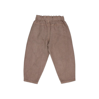 Braune hochsitzende, kurze Twill-Girly-Hosen im Produkt Taupe