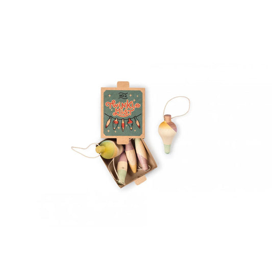 Pastellfarbene Holzmotivlichter Twinkle Mist mit handgemaltem Finish und Schnur