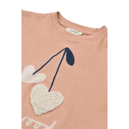 Süßes rosa T-Shirt mit Kirsch-Design für Babys, liehood, nachhaltige Babykleidung Schweiz