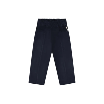 Dunkelblaue weite Cordhose mit elastischem Bund und Seitentaschen, Unisex Design