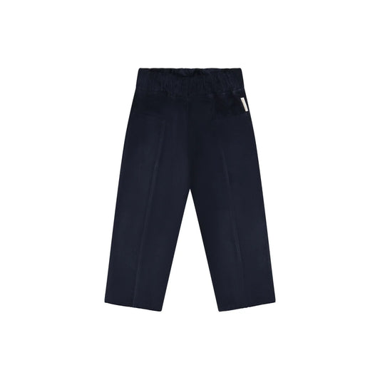 Dunkelblaue weite Cordhose mit elastischem Bund und Seitentaschen, Unisex Design