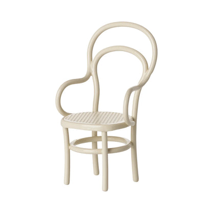 Leicht beiger Buchenstuhl mit gewebtem Sitz im Produkt Vintage Stuhl Maus Creme