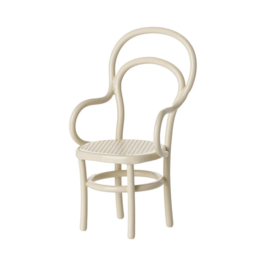 Leicht beiger Buchenstuhl mit gewebtem Sitz im Produkt Vintage Stuhl Maus Creme