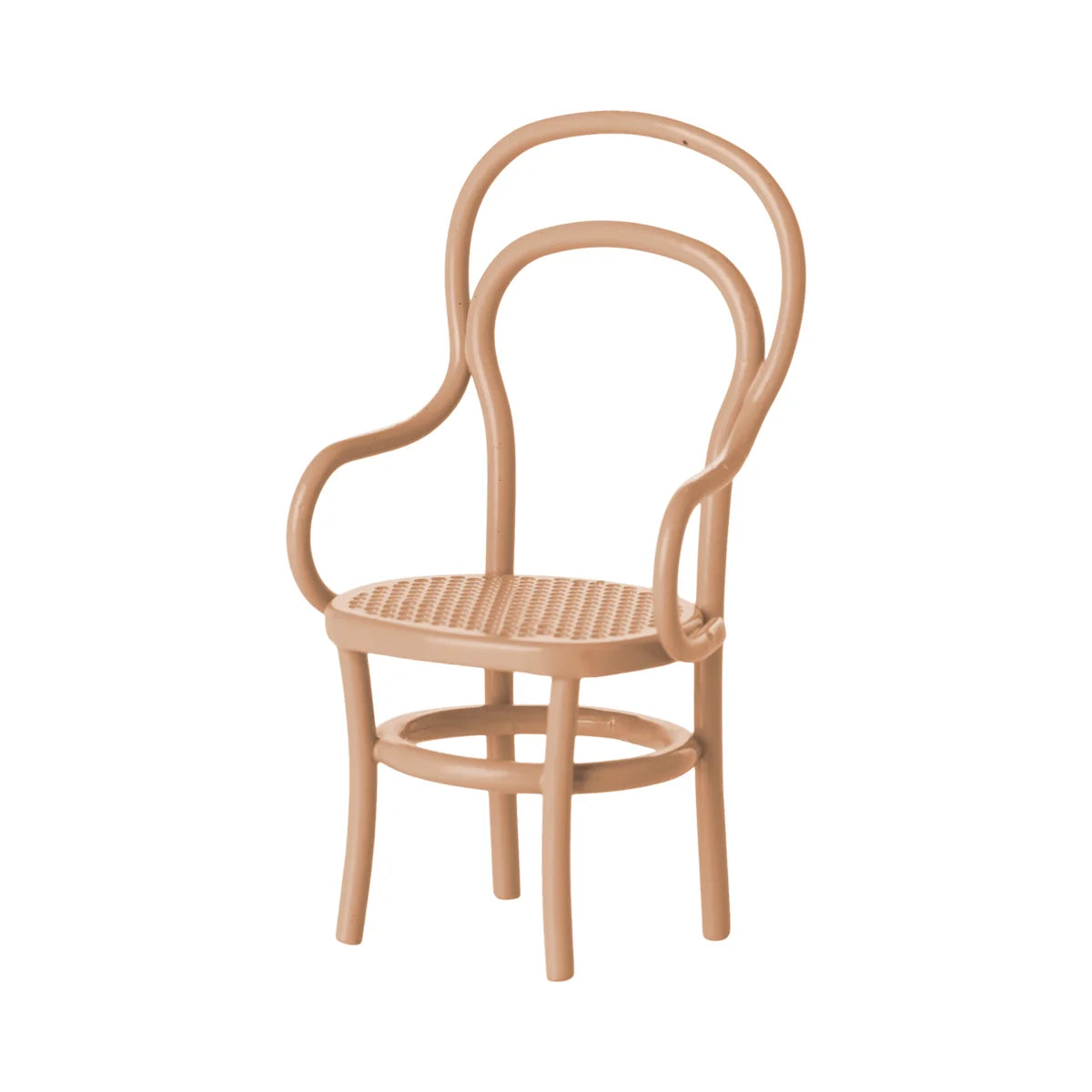 Beiger Vintage-Stuhl Maus aus Bugholz mit geflochtenem Sitz und gebogenem Lehnenholz