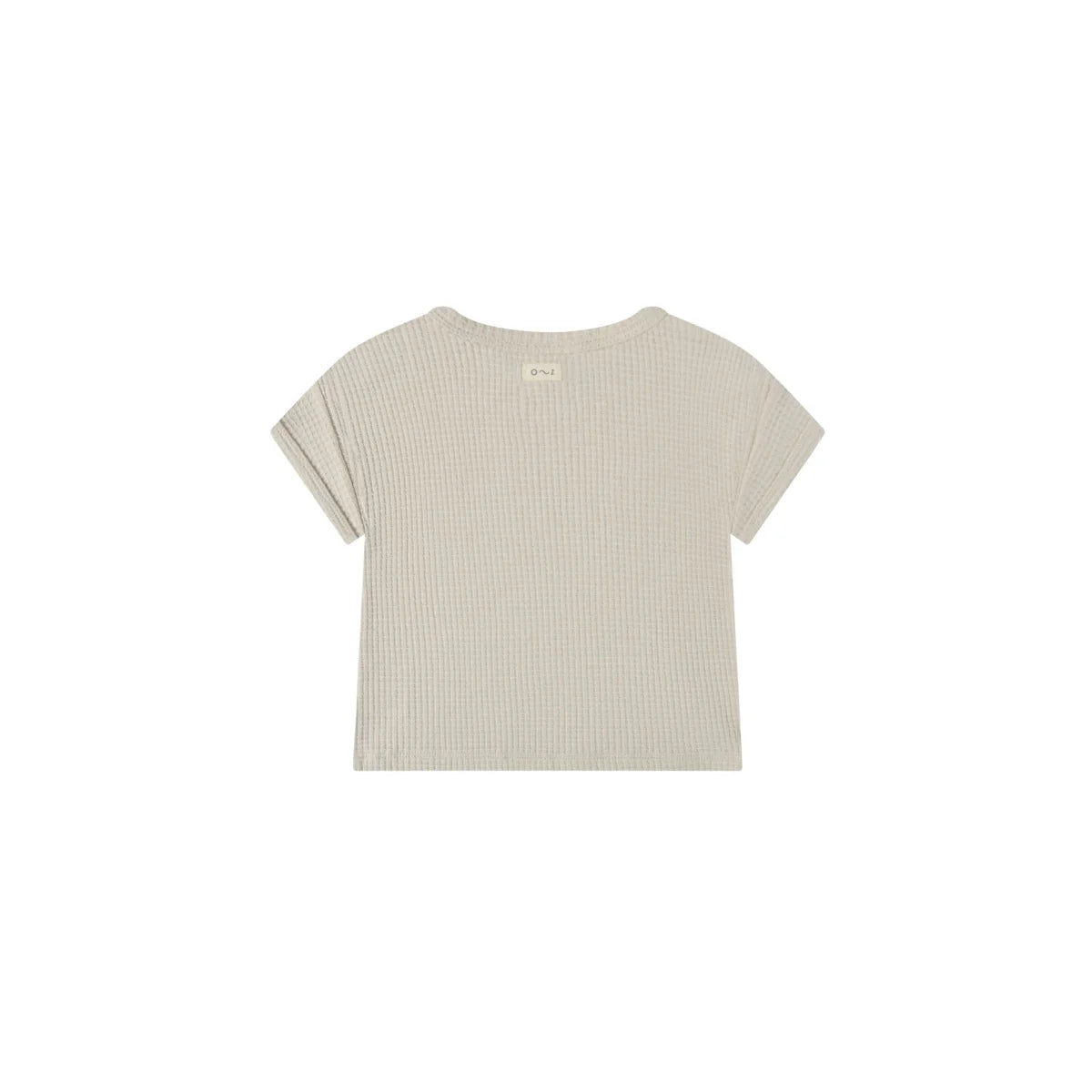 Beige Waffle Boxy T-shirt aus strukturiertem Knitstoff mit kurzen Ärmeln