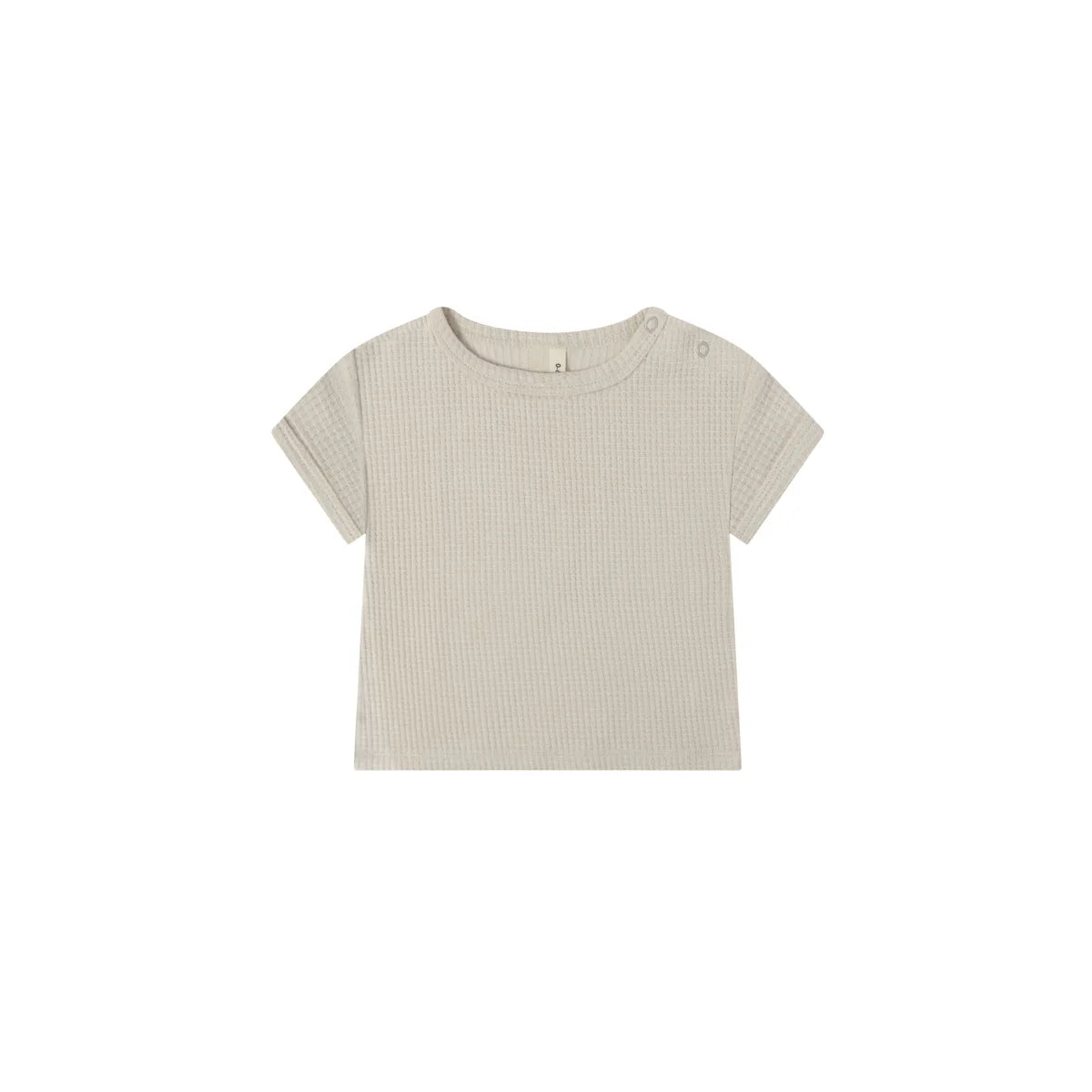 Beiger kurzärmeliger Waffelstrick-Crop-Top im Waffle Boxy T-Shirt Ceramic