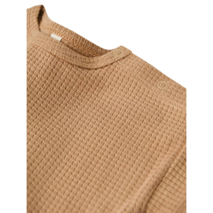 Beiger Strickpullover mit strukturiertem Waffelmuster von Waffle Boxy T-shirt Claypot