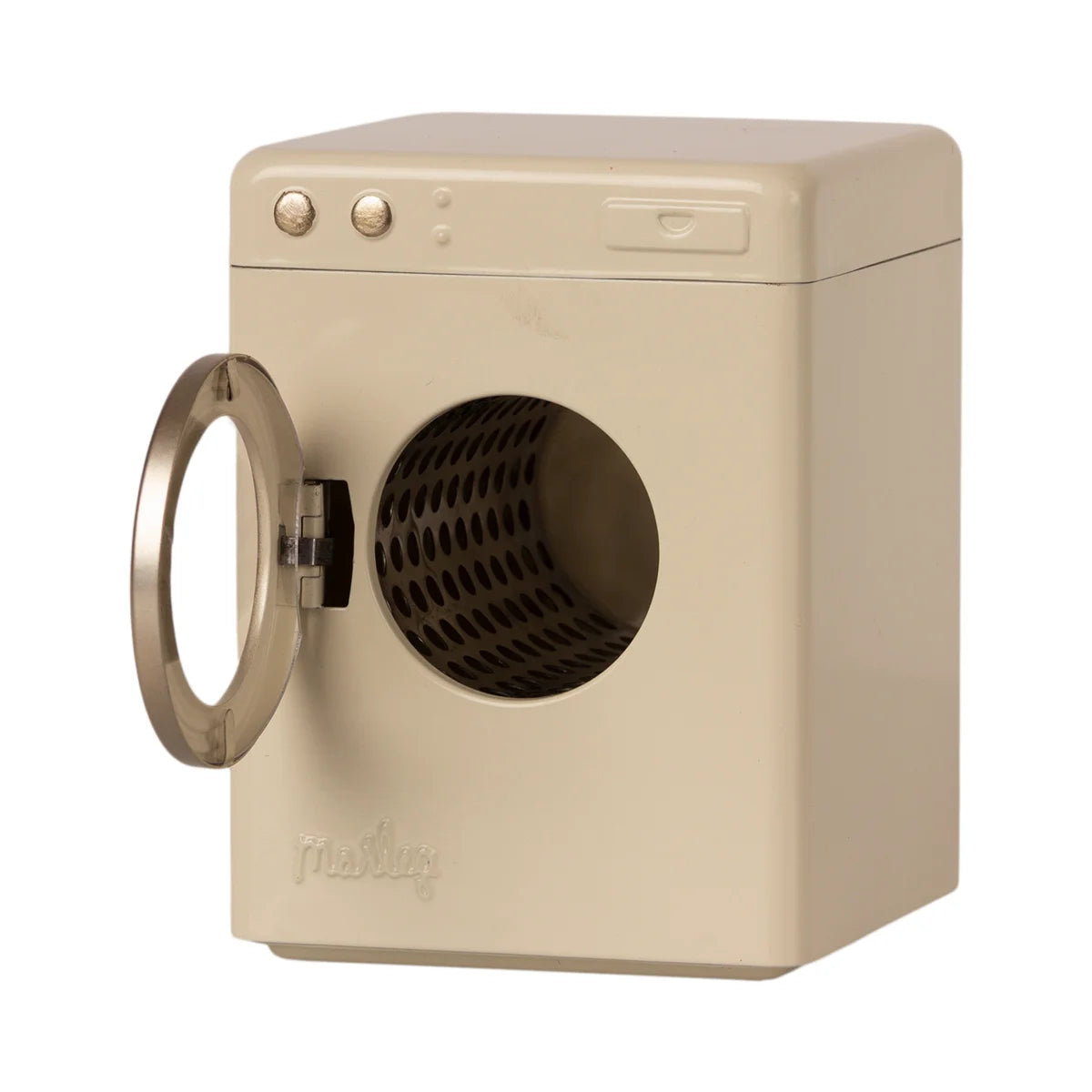 Beige Wäschetrockner mit offener runder Tür, Modell Waschmaschine