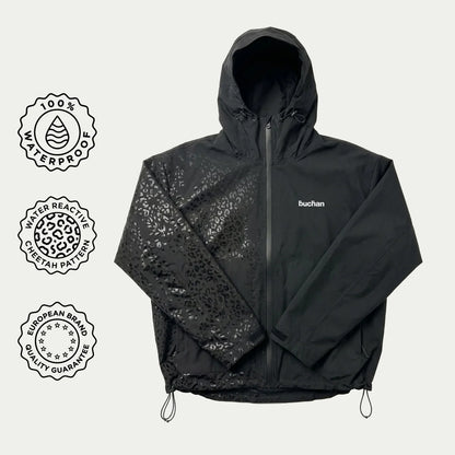 Buchan Water Reactive Cheetah Rain Jacket Schwarz – Produktbild mit Eigenschaften