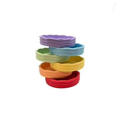 Bunter Wellenförmiger Silikon-Schalen-Set Pastell, stapelbar, vielseitig verwendbar