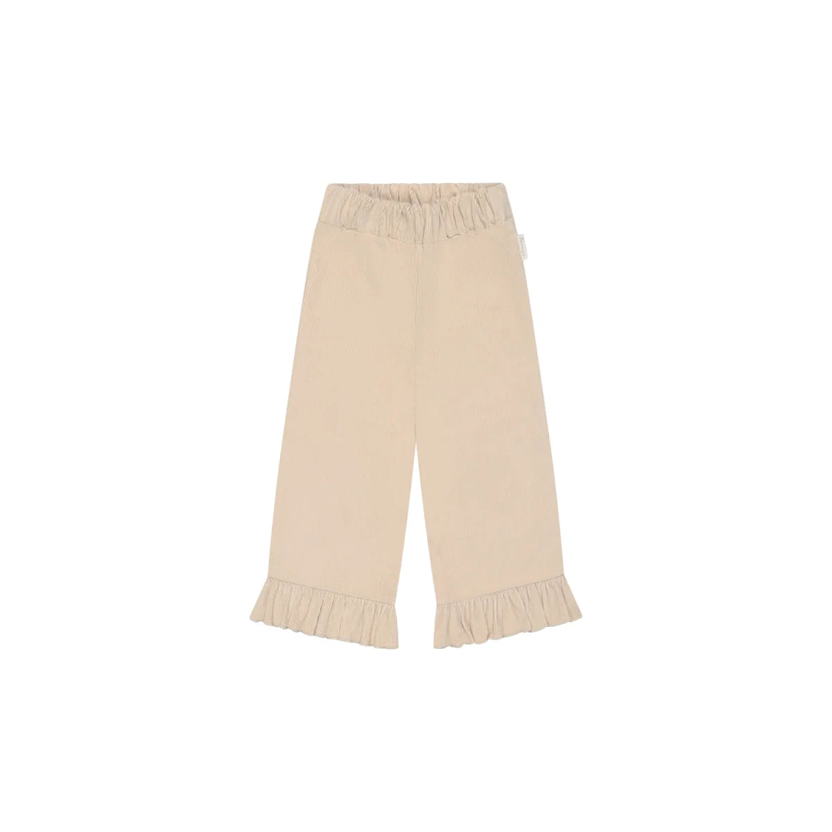 Leevje Weite Cordhose mit Rüschensaum in Cappuccino