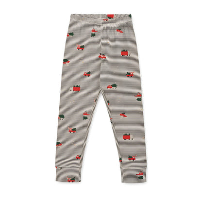 Strumpfhose mit Weihnachtsstreifen und Fahrzeugmustern im Wilhelm Printed Pyjamas Set