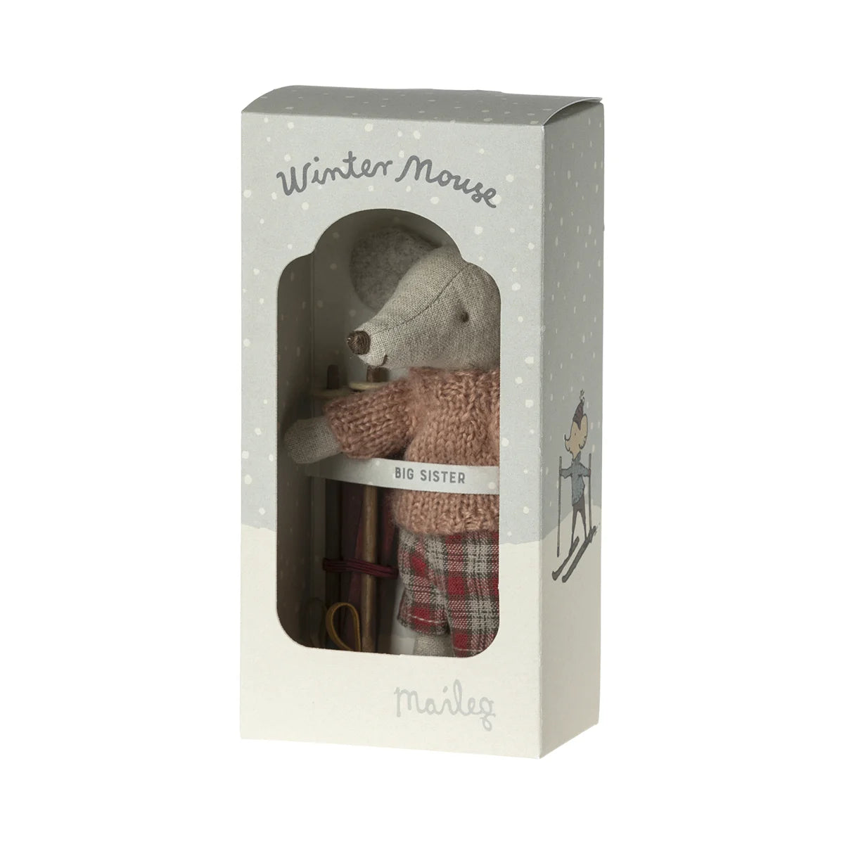 Wintermaus mit Skiset - Wintermäuse Puppe in Box, perfekt zum Sammeln oder Verschenken