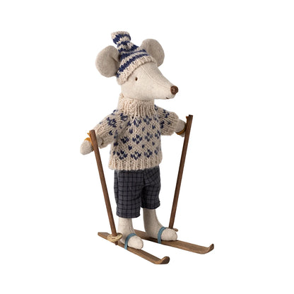 Maileg Wintermaus mit Skiset, Papa Blau